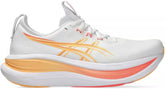 LANÇAMENTO - Tênis de Corrida Asics Gel Nimbus 28 - Branco / Laranja - Feminino