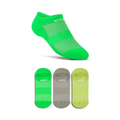 Meia Cano Invisível Neon Pacote c/ 3 pares Olympikus - Verde / Cinza / Verde - Unissex