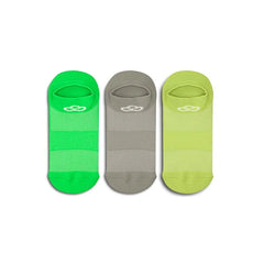 Meia Cano Invisível Neon Pacote c/ 3 pares Olympikus - Verde / Cinza / Verde - Unissex