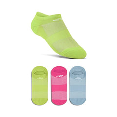 Meia Cano Invisível Neon Pacote c/ 3 pares Olympikus - Verde / Rosa / Azul - Unissex