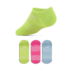 Meia Cano Invisível Neon Pacote c/ 3 pares Olympikus - Verde / Rosa / Azul - Unissex