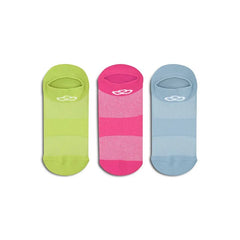 Meia Cano Invisível Neon Pacote c/ 3 pares Olympikus - Verde / Rosa / Azul - Unissex