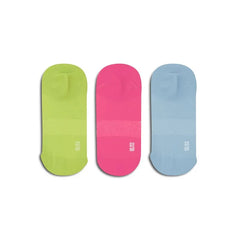 Meia Cano Invisível Neon Pacote c/ 3 pares Olympikus - Verde / Rosa / Azul - Unissex