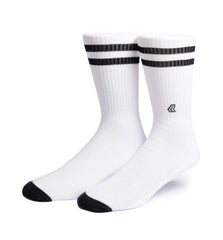 MEIA ESPORTIVA ALGODÃO BASE BRANCA / CANO LISTRADO LURK