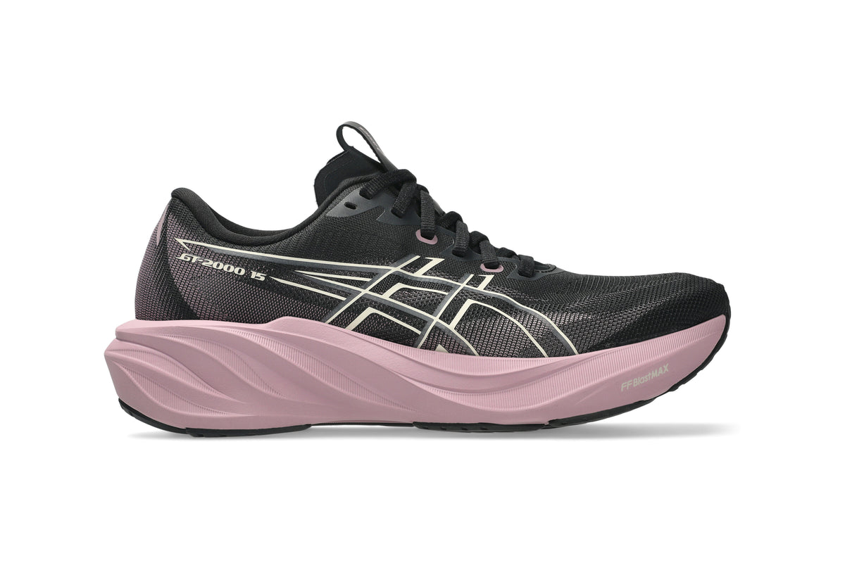 LANÇAMENTO - Tênis de Corrida/Hyrox Asics GT-2000 15 - Preto / Rosa Claro - Feminino