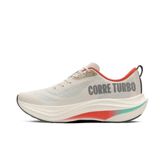 LANÇAMENTO - Tênis de Corrida Olympikus Corre Turbo - Marfim / Laranja / Azul - Feminino