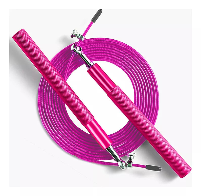Corda Pular Aço Crossfit 3m Rolamento Speed Profissional - Rosa