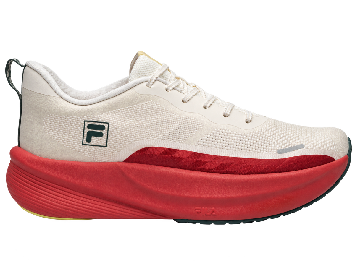 LANÇAMENTO - Tênis de Corrida/Hyrox Fila Aero Skyfoam - Bege / Vermelho / Verde - Feminino
