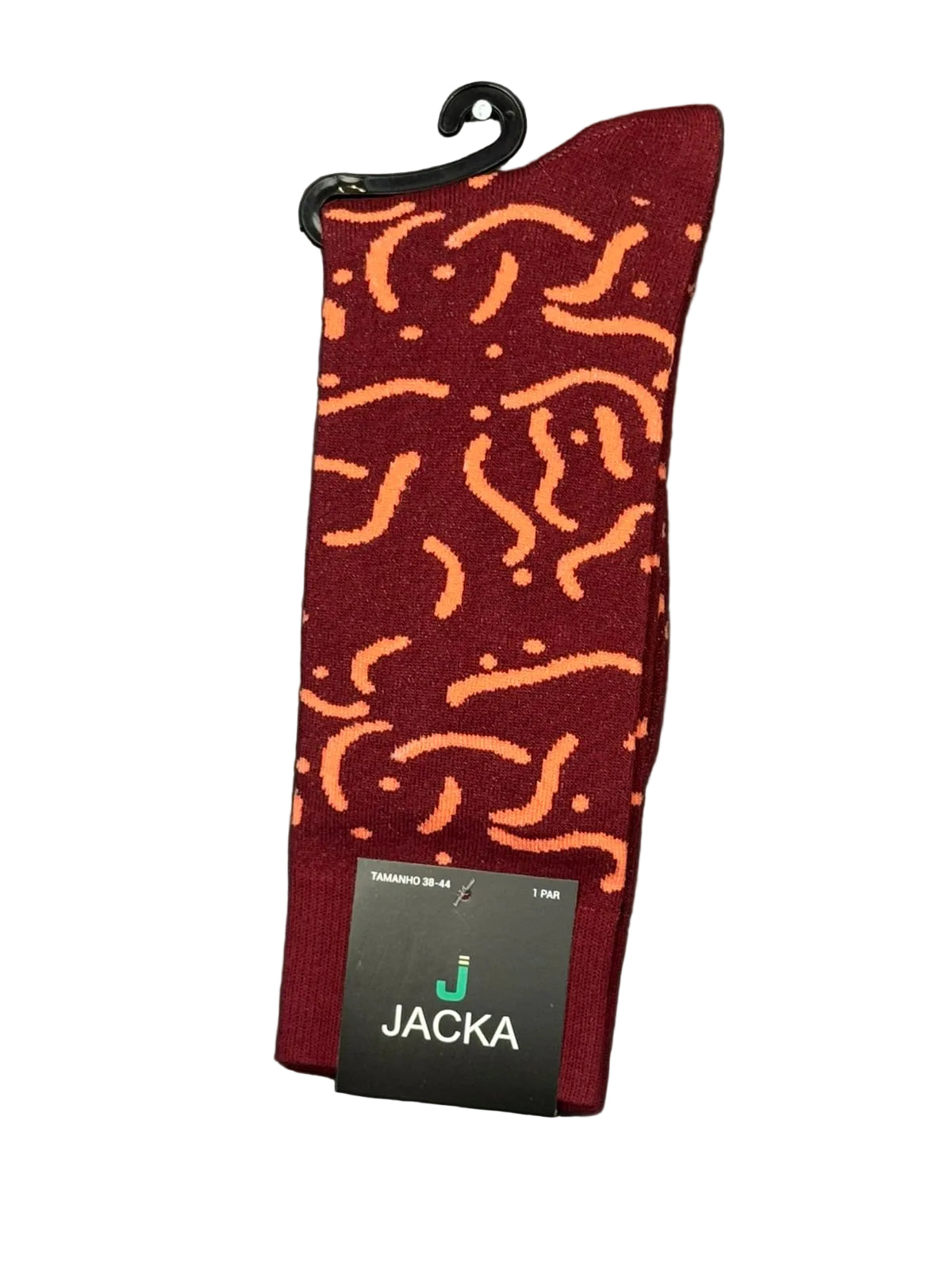 MEIA ESPORTIVA ALGODÃO PRETO / LISTRAS LARANJA