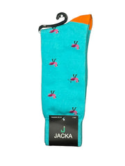 MEIA ESPORTIVA ALGODÃO AZUL / Flamingos Pequenos