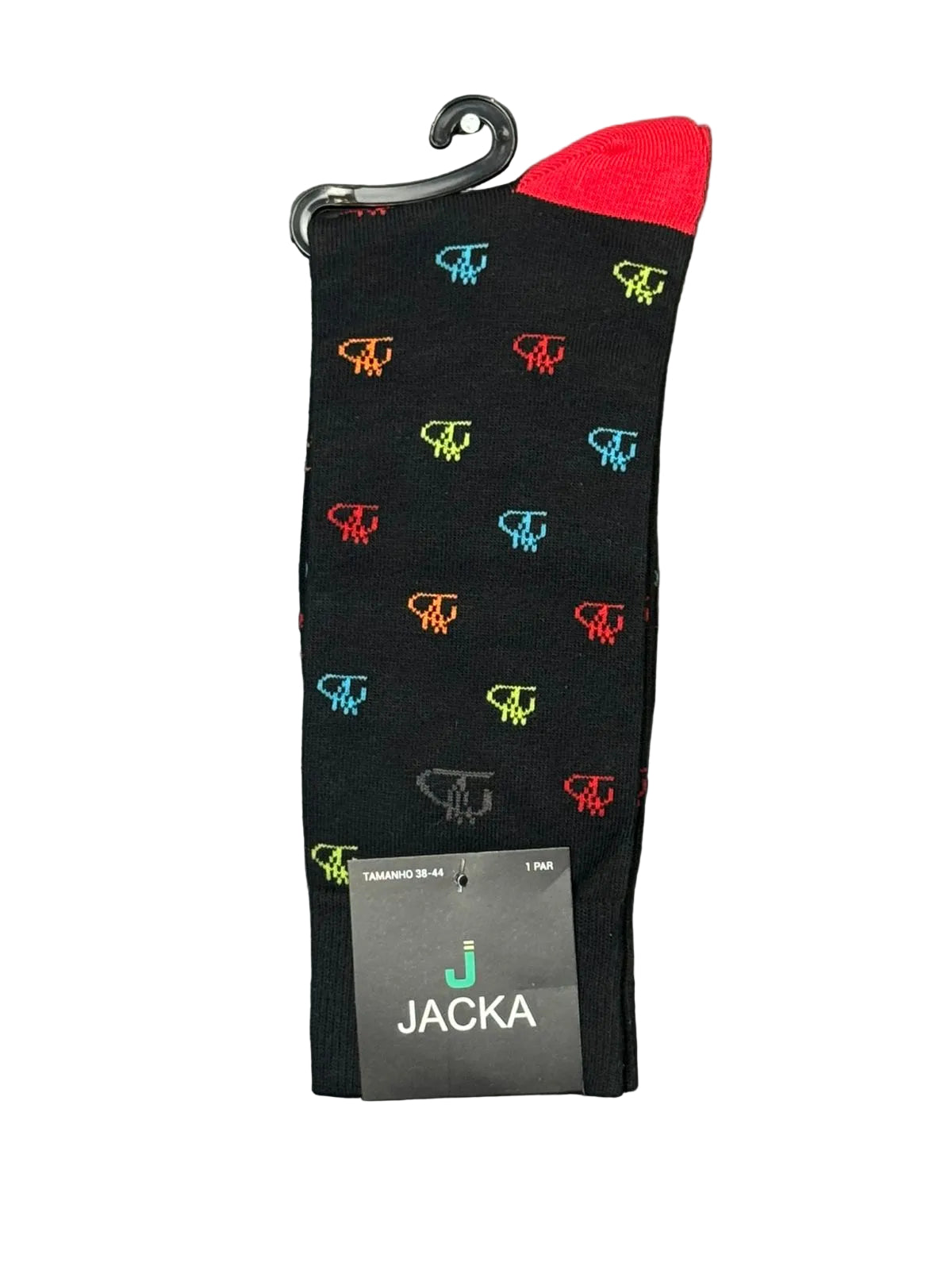 MEIA ESPORTIVA ALGODÃO PRETO / CAVEIRAS