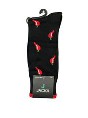 MEIA ESPORTIVA ALGODÃO PRETO / PIMENTA