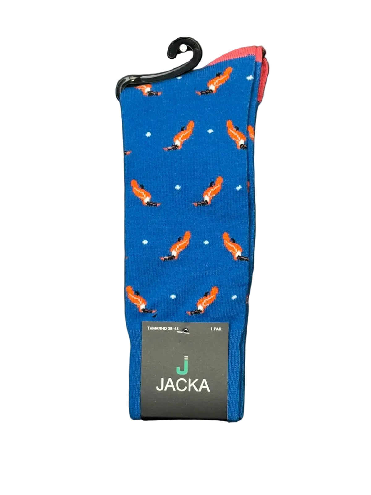 MEIA ESPORTIVA ALGODÃO AZUL / TUCANO LARANJA