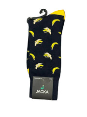 MEIA ESPORTIVA ALGODÃO PRETO / BANANA